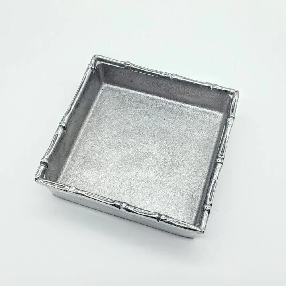 Mariposa Bamboo Square Metal Napkin Box NWT